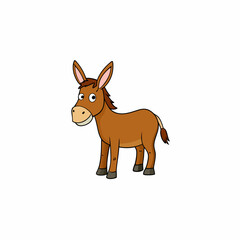 mule isolated on white, mule vector illustration, animal vector art, mule silhouette, pet vector icon, donkey cartoon line art, eps