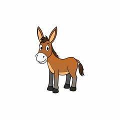 mule isolated on white, mule vector illustration, animal vector art, mule silhouette, pet vector icon, donkey cartoon line art, eps