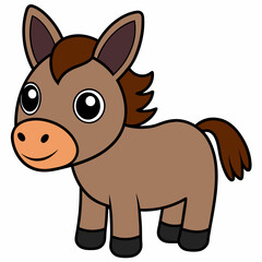 mule isolated on white, mule vector illustration, animal vector art, mule silhouette, pet vector icon, donkey cartoon line art, eps