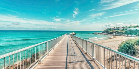 Walkway over the sea with panoramic view of Trebisacce beach, Trebisacce, sea, coast, beach, walkway, path, scenic
