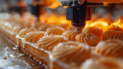 Cutting Edge 3D Food Printer Precisely Crafting Layers of Frosting on a Delectable Cake