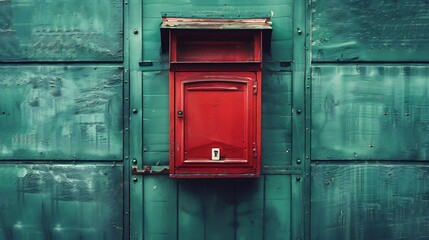 Red Mailbox on a Green Wall