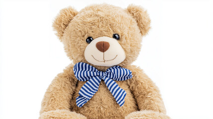 Obraz premium Brown Teddy Bear Sitting on White Background
