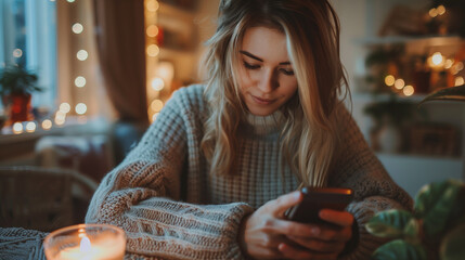 スマホを使う若い女性