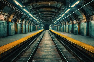 Subway Tunnel with Tracks