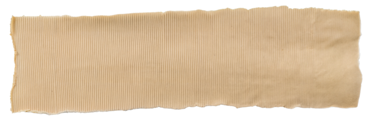 PNG Textured brown paper strip with ribbed surface, cut out
