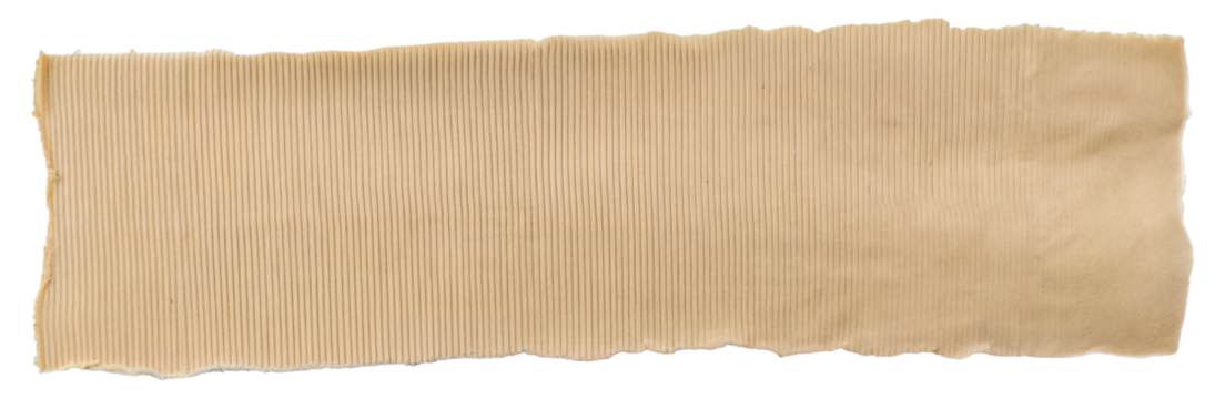 PNG Textured brown paper strip with ribbed surface, cut out