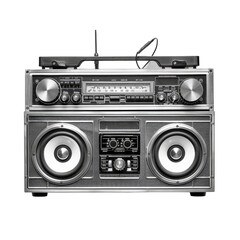 A vintage style radio with a remote control