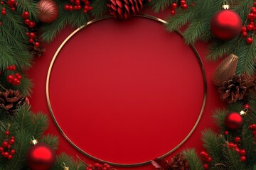 3D Round Celebration Frame Background for Merry Christmas and a Happy New Year - The Perfect Festive Greeting for Seasonal Joy.