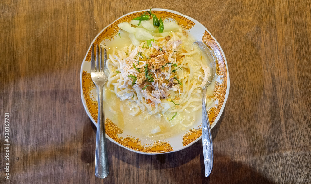 Wall mural delicious traditional javanese noodles with creamy soup