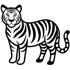 Tiger isolated on white,  Tiger vector illustration,  animal vector art,  Tiger silhouette,  pet vector icon,  lion cartoon line art, eps