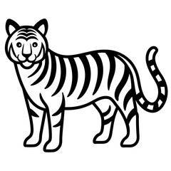 Fototapeta premium Tiger isolated on white, Tiger vector illustration, animal vector art, Tiger silhouette, pet vector icon, lion cartoon line art, eps