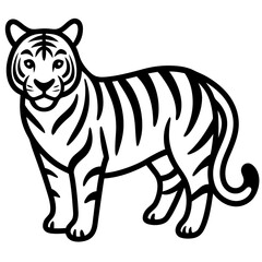 Tiger isolated on white,  Tiger vector illustration,  animal vector art,  Tiger silhouette,  pet vector icon,  lion cartoon line art, eps