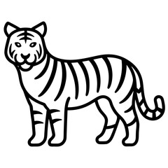 Tiger isolated on white,  Tiger vector illustration,  animal vector art,  Tiger silhouette,  pet vector icon,  lion cartoon line art, eps