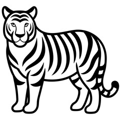 Tiger isolated on white,  Tiger vector illustration,  animal vector art,  Tiger silhouette,  pet vector icon,  lion cartoon line art, eps