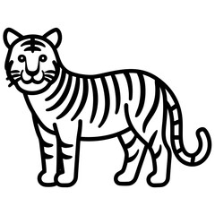 Tiger isolated on white,  Tiger vector illustration,  animal vector art,  Tiger silhouette,  pet vector icon,  lion cartoon line art, eps