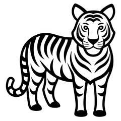 Tiger isolated on white,  Tiger vector illustration,  animal vector art,  Tiger silhouette,  pet vector icon,  lion cartoon line art, eps