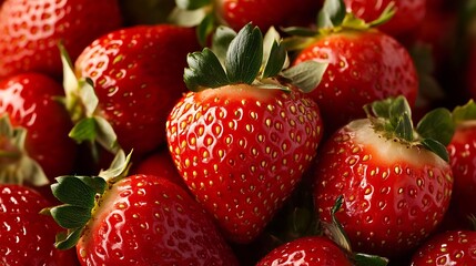 A Close Up View of Fresh Red Strawberries