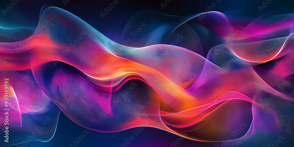 Poster Abstract colorful waves background flowing in cyberpunk style design