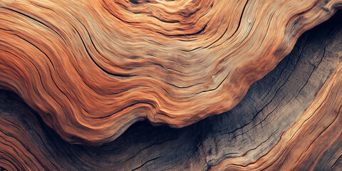 Closeup of wood grain forming interesting patterns with warm tones