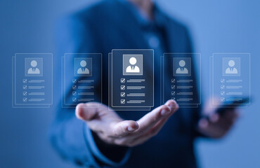 human manager online digital, HR business. concept of recruitment process managing people,...