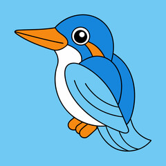 Kingfisher bird icon vector line art illustration

