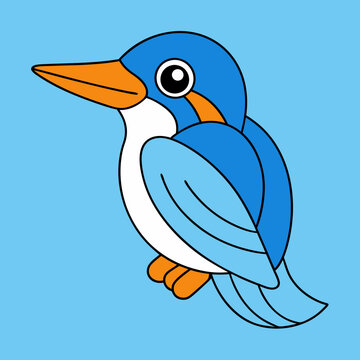 recommend clip art: Kingfisher bird icon vector line art illustration
                    