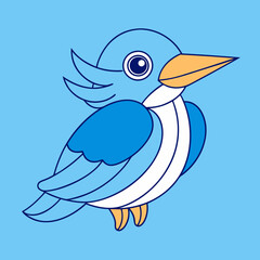 Kingfisher bird icon vector line art illustration

