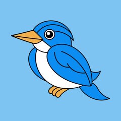 Kingfisher bird icon vector line art illustration
