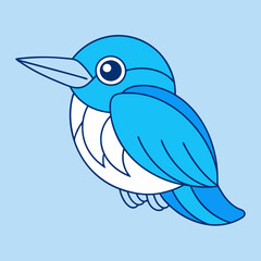 Kingfisher bird icon vector line art illustration
