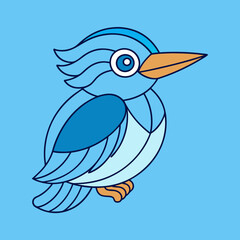 Kingfisher bird icon vector line art illustration

