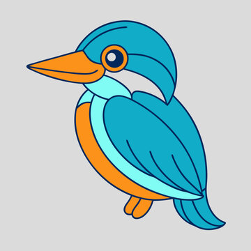 recommend clip art: Kingfisher bird icon vector line art illustration
                    
