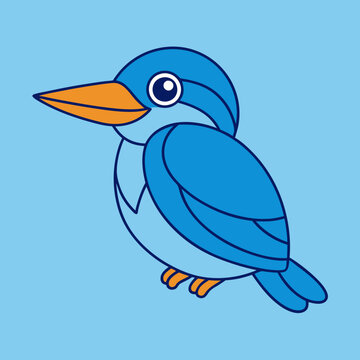 recommend clip art: Kingfisher bird icon vector line art illustration
                    