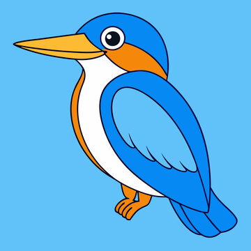 recommend clip art: Kingfisher bird icon vector line art illustration
                    