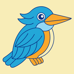 Kingfisher bird icon vector line art illustration
