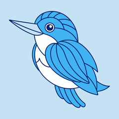 Kingfisher bird icon vector line art illustration
