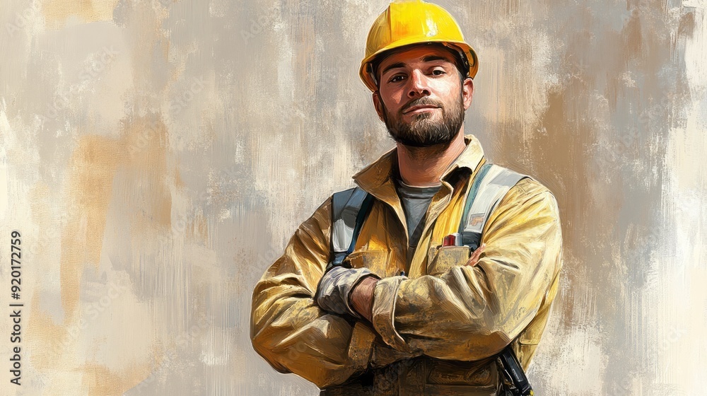 Wall mural workman with his arms crossed