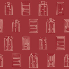 Outline Collection of Door Shaker Vector Seamless Pattern illustration for Print, Wallpaper, Decoration.