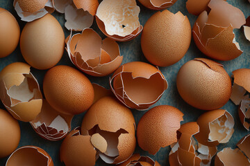 Empty cracked eggshells texture, egg shell.