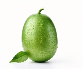 green fruit with leaf on it