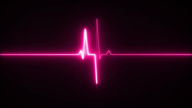Neon heartbeat symbol. Illustration of the heartbeat and pulse rate signal of an abstract neon energy.