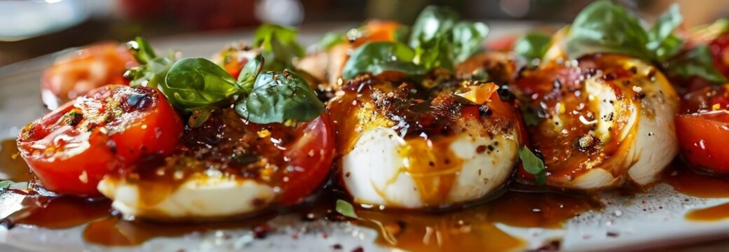 plate food with tomatoes and mozza