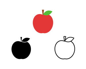 シンプルなリンゴのアイコンイラストセット