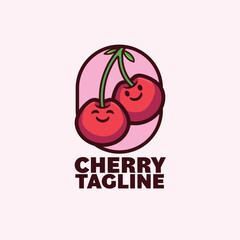 Cherry cartoon mascot character logo design