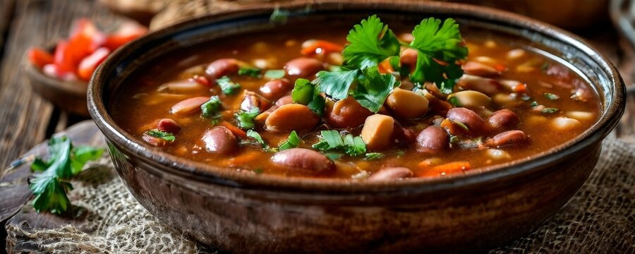 bowl soup with beans and par pars