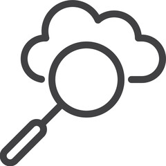 Simple cloud search outline icon on white background