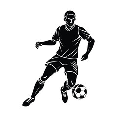 Naklejka premium Football Soccer player silhouette with ball High quality isolated Logo