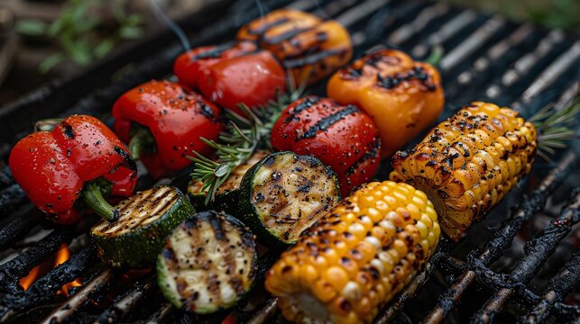 Grilled vegetables on an outdoor barbecue