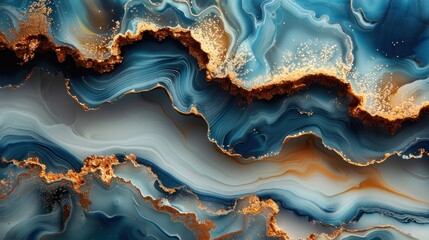 Abstract Blue and Gold Marble Texture