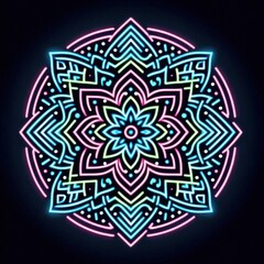 Fototapeta premium glowing mandala in the dark
